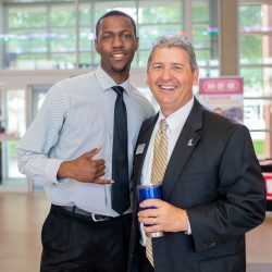 Joseph Kilgore (left), and Ed Cantu at the College of Business' Career Fair.